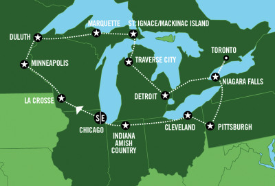 Map showing the Tour regions